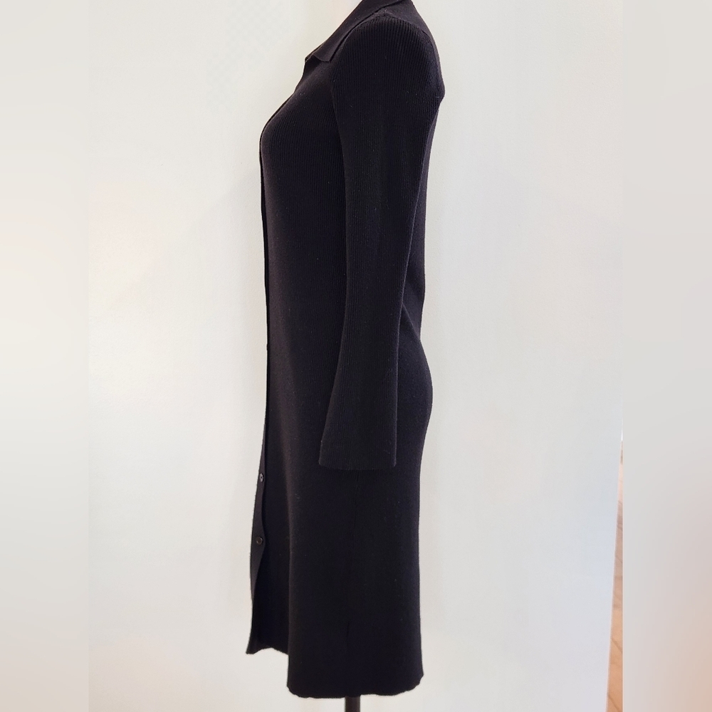 || MARLED || black sweater dress, or cardigan, sz medium, ribbed, button down - Picture 6 of 10